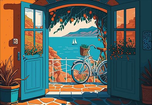 Illustratie van de voordeur van de huisplaats