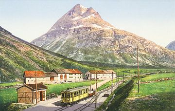 Station Berninahäuser, op een hoogte van 2049 meter,  van de Berninabahn. van Kees van den Burg