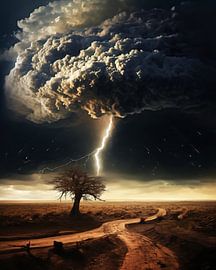 Dramatic landscape in the storm