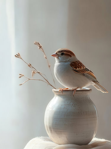 Spatz im Gleichgewicht