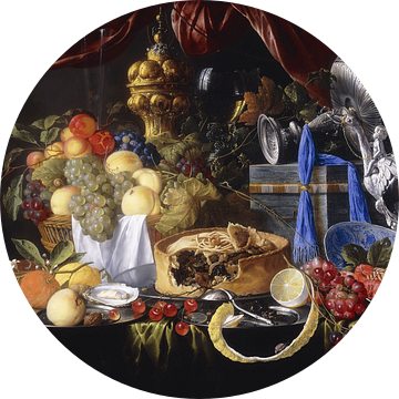 Een Taart op een Tinnen Plaat, kreeften en garnalen, Jan Davidz de Heem