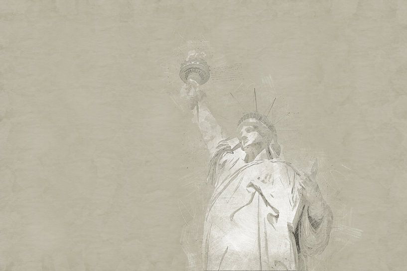 Statue of liberty vintage style pencil sketch by Maria Kray