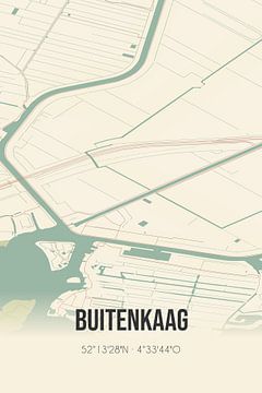 Vintage landkaart van Buitenkaag (Noord-Holland) van Rezona