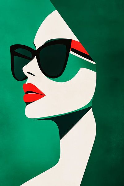 Green elegance - Stylish muse by Poster Art Shop