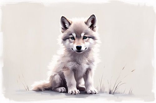 Jonge wolf in dromerige stijl