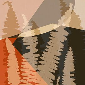 Fern leaves in beige, orange, grey. by Dina Dankers