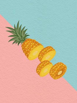 Pineapple with pink and blue color
