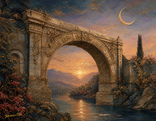 Gilded Romantics – Twilight Over the Ancient Arch