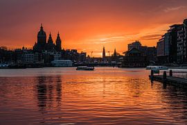 Oosterdok Sonnenuntergang von Jeroen de Jongh Fotografie