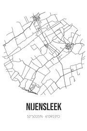 Nijensleek (Drenthe) | Karte | Schwarz und Weiß von Ortsdrucke