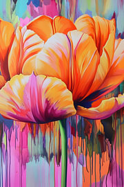 Farbenfrohe moderne abstrakte Tulpe von Wilma Mesman