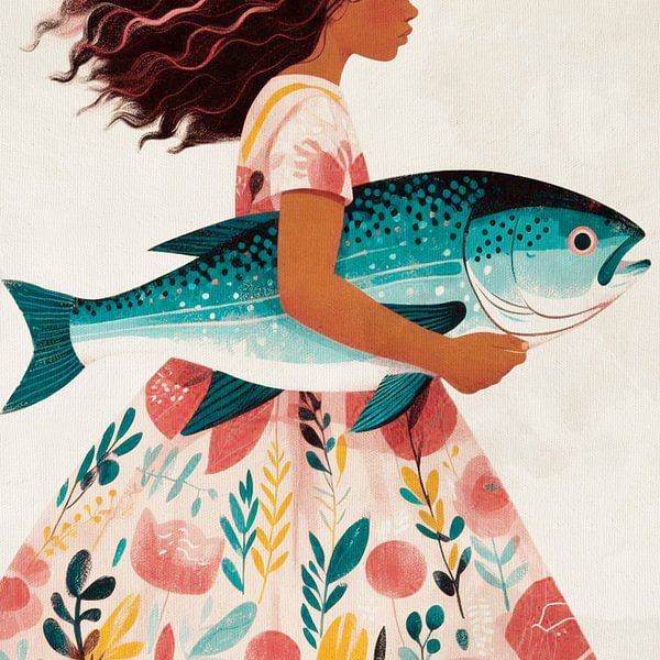 Girl with Fish 05 van Fernando Vieira