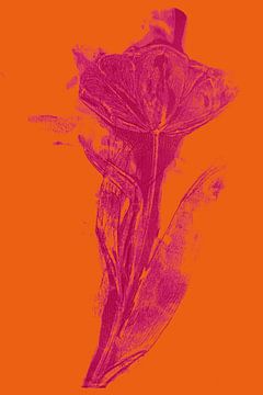 Moderne botanische kunst. Boho Tulp in felle kleuren nr. 8 van Dina Dankers