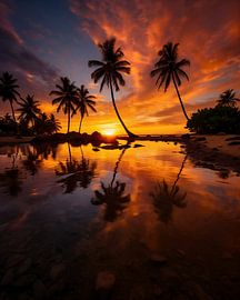 Play of colours under palm trees