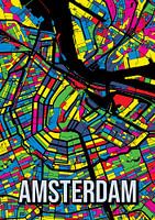 Amsterdam Pop Art Stadskaart Kaartposter