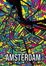 Amsterdam Pop Art Stadskaart Kaartposter van Jorn van Hezik thumbnail