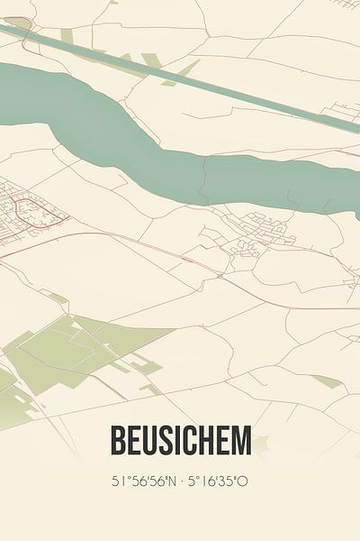 Carte ancienne de Beusichem (Gueldre) par Affiches de lieux