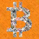 "Bitcoin over bills" - Bitcoin kunst - logo achter oude, opgeschorte bankbiljetten van Roger VDB thumbnail