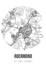 Roermond (Limburg) | Map | Black and white by Prints of Place