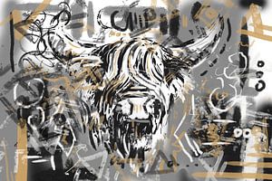 Kopf eines schottischen Highlanders im Street-Art-Stil
