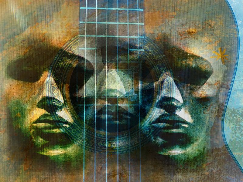 Trois visages dans la guitare par Gabi Hampe