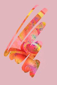 Strichzeichnung in Rosa und Orange. 2