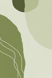 Moderne abstracte minimalistische vormen in saliegroen grijs en wit VII van Dina Dankers