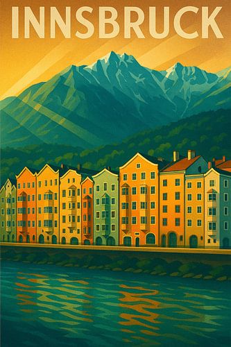 Innsbruck Art Deco Poster - Alpenstad Muurkunst