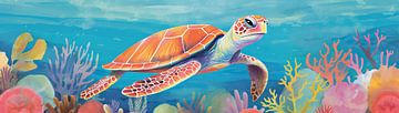 Schildpad | Schildpad in Kleurrijk Rif van De Mooiste Kunst