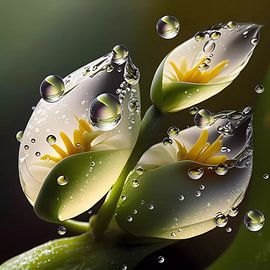 Ochtenddauw op bloemen