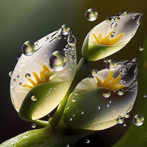 Morgentau auf Blüten