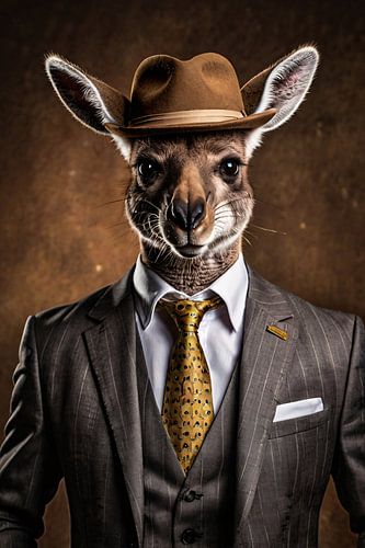 Un kangourou élégant en costume