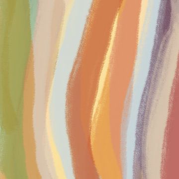 Modern abstract. Penseelstreken in beige, groen, terra, blauw
