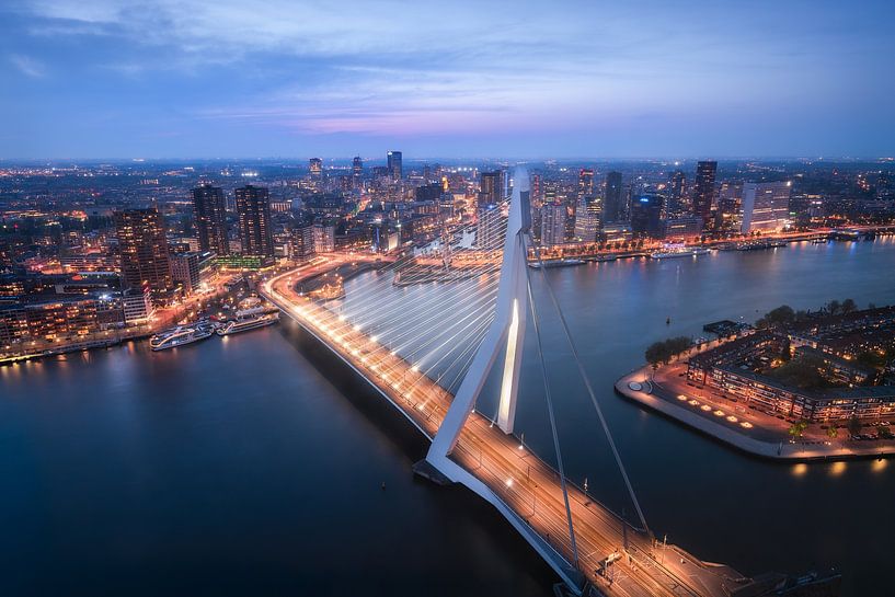 Soirée Pont Erasmus de Rotterdam par Niels Dam