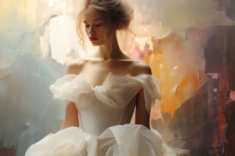 Modern portret "Ballerina in pastelkleuren" van Carla Van Iersel