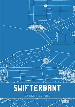 Blauwdruk | Landkaart | Swifterbant (Flevoland) van MijnStadsPoster