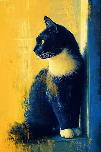 Digitale schilderij van een kat