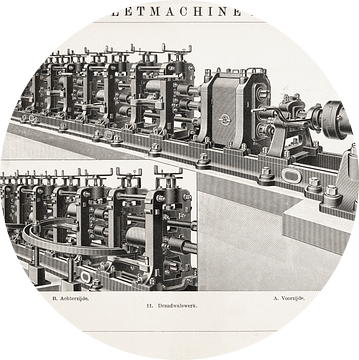 Vintage gravure Pletmachine II van Studio Wunderkammer