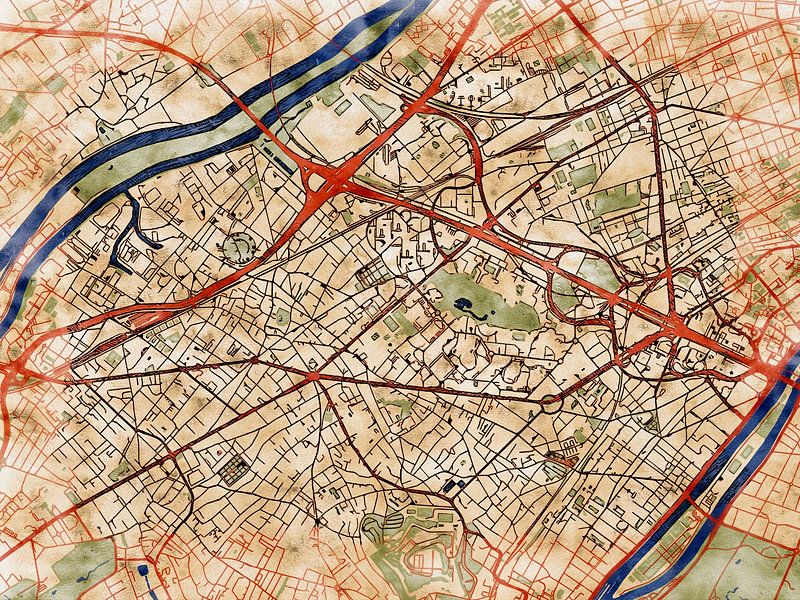 Map of Nanterre with the style 'Serene Summer' by Maporia