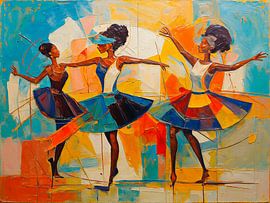 Des danseuses africaines colorées dans un style abstrait sur STUDIO ARTSY