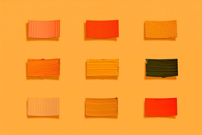 Art minimaliste : Collage abstrait en jaune/orange chaud par STUDIO MINIMAL ART