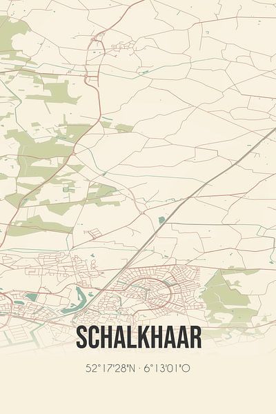 Vintage map of Schalkhaar (Overijssel) by Prints of Place