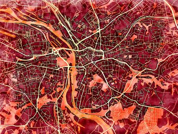 Kaart van Mülheim an der Ruhr in de stijl 'Amber Autumn' van Maporia