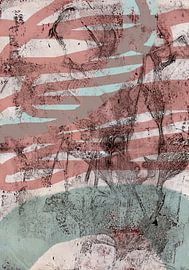 Japandi botanisch in warm bruin, wit en blauw. van Dina Dankers