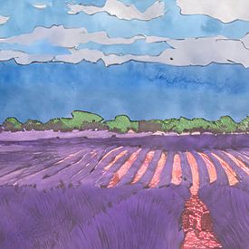 Abstrait moderne. Champ de lavande en Provence sur Studio Pieternel