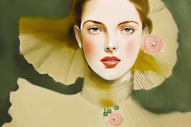Modernes Vintage-Porträt "Olivia" von Carla Van Iersel