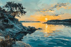 Coucher de soleil sur la côte tranquille