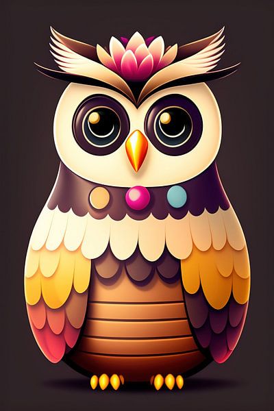 Cute deco owl illustration by Laly Laura