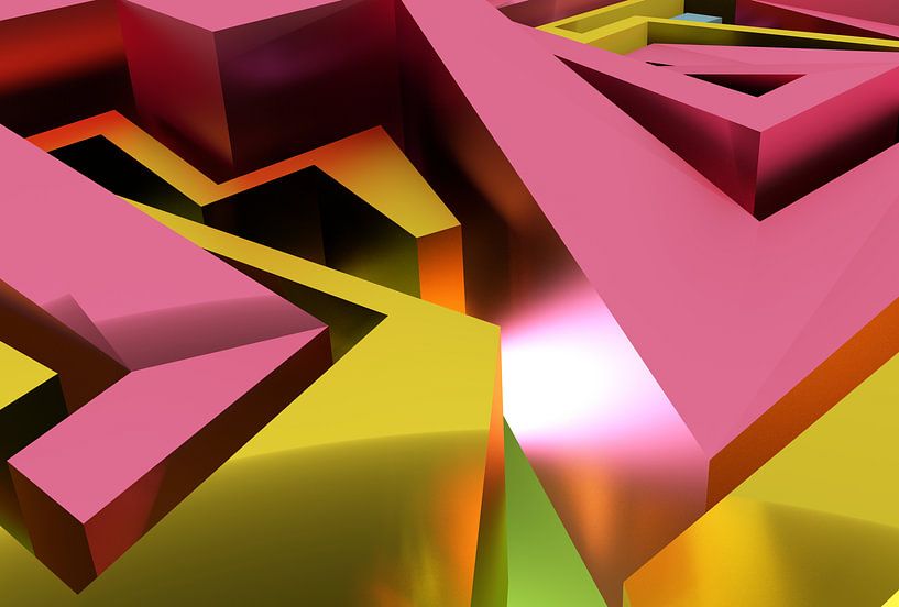 Tha Maze - Tez #1-3-2 sur Pat Bloom - Moderne 3D, abstracte kubistische en futurisme kunst