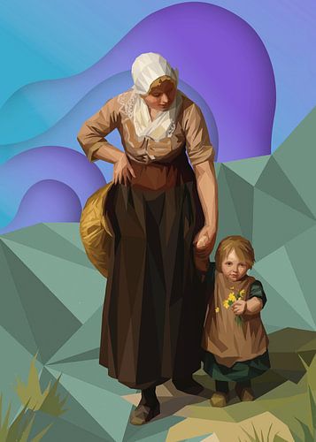 Mother and Child Strolling in the Dunes